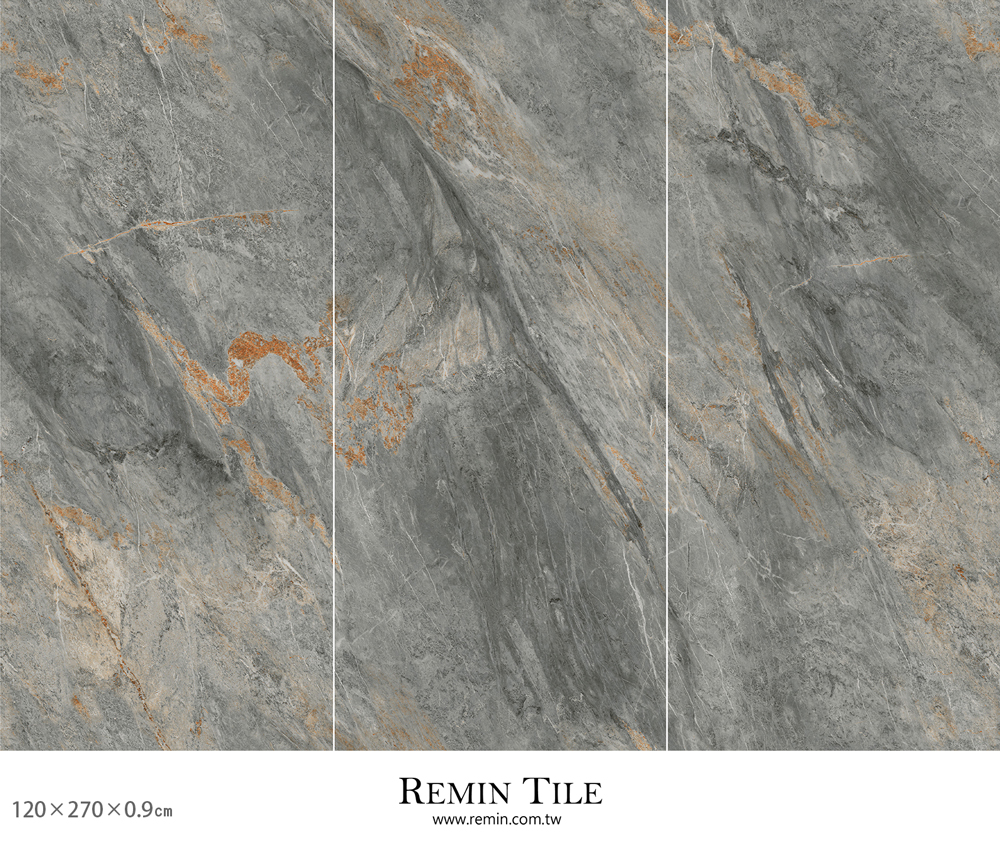 梵谷灰 亮面連紋石紋大板磚 120×270 四方連紋 樓中樓壁磚 挑高壁磚 灰色壁磚