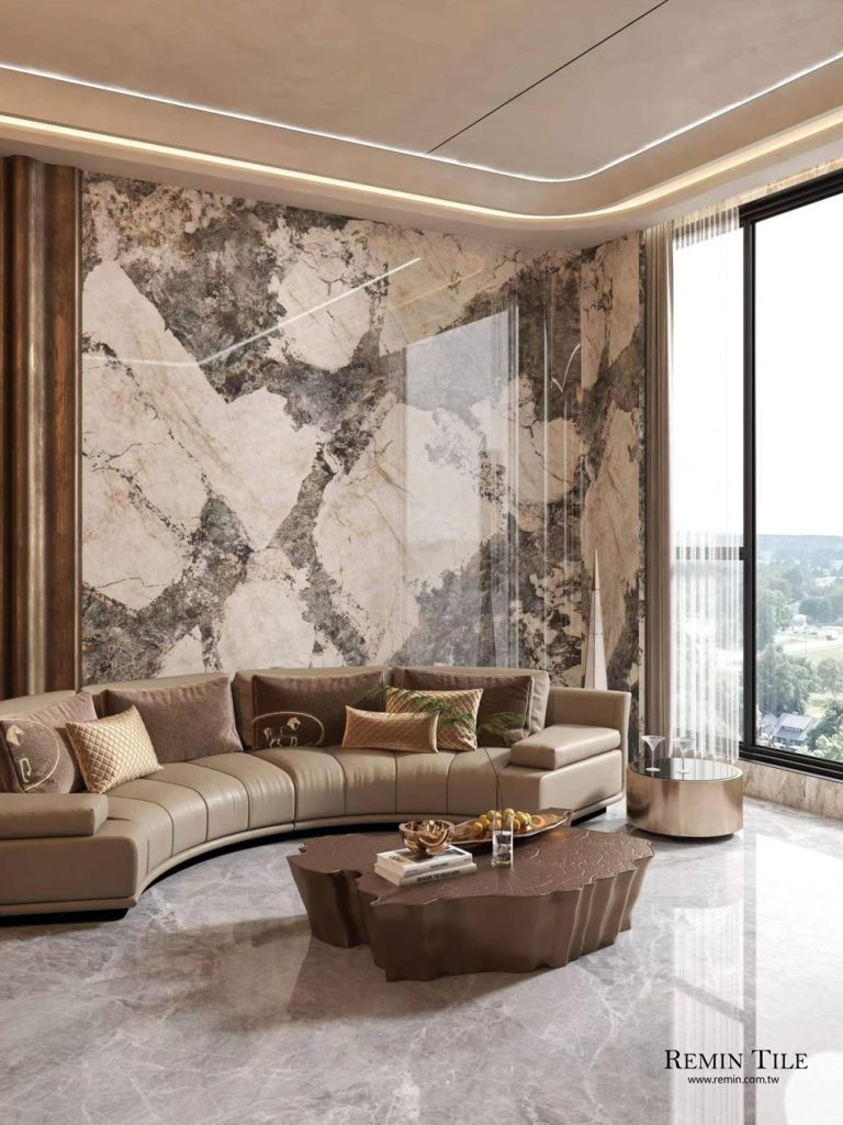 維多利亞金 亮面連紋石紋大板磚 進口 120×270 石英磚 客廳壁磚 餐廳中島 餐廳桌面