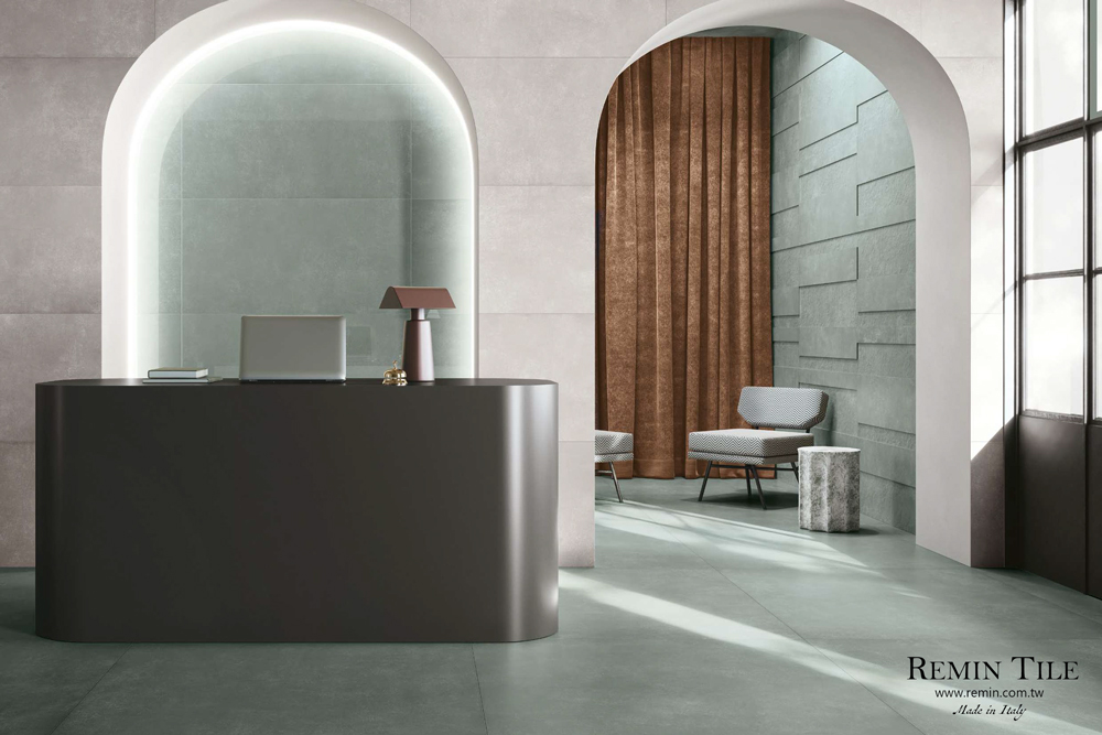 觸動 清水模磚 岩面悸動灰 60*120*0.9cm 綠色 商空壁磚 商空地磚 工業風 侘寂風