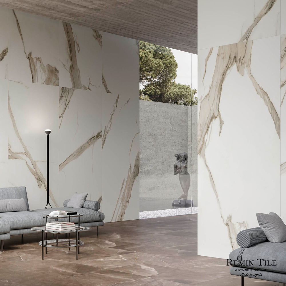 金絲卡拉卡塔 薄大板磚｜西班牙120×278石英磚｜亮霧地壁豪宅大板