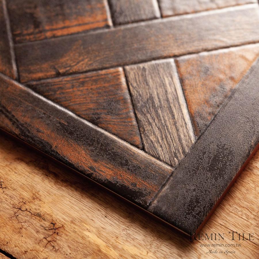 路易威登 艾曼紐二世迴廊 拼接木紋磚 45*45 燻黑木紋 工業風