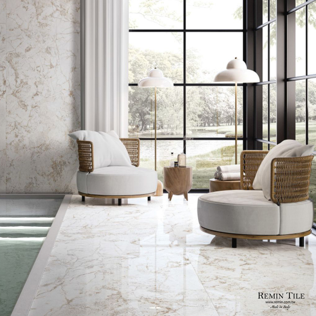 沙漠玫瑰 白金色 大理石紋薄大板｜義大利120×280｜商空豪宅地壁