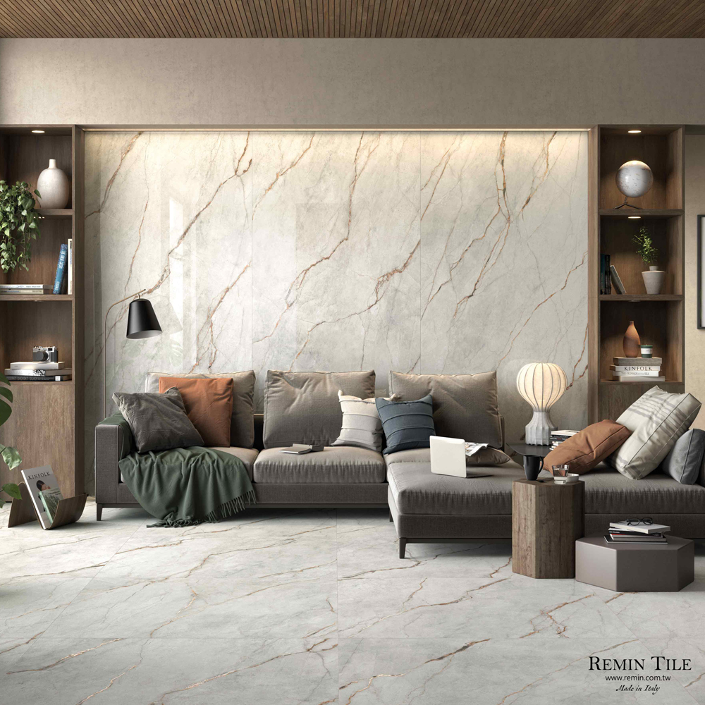 赤金羽絨 托斯卡納 大理石紋薄大板｜義大利120×278｜亮霧地壁