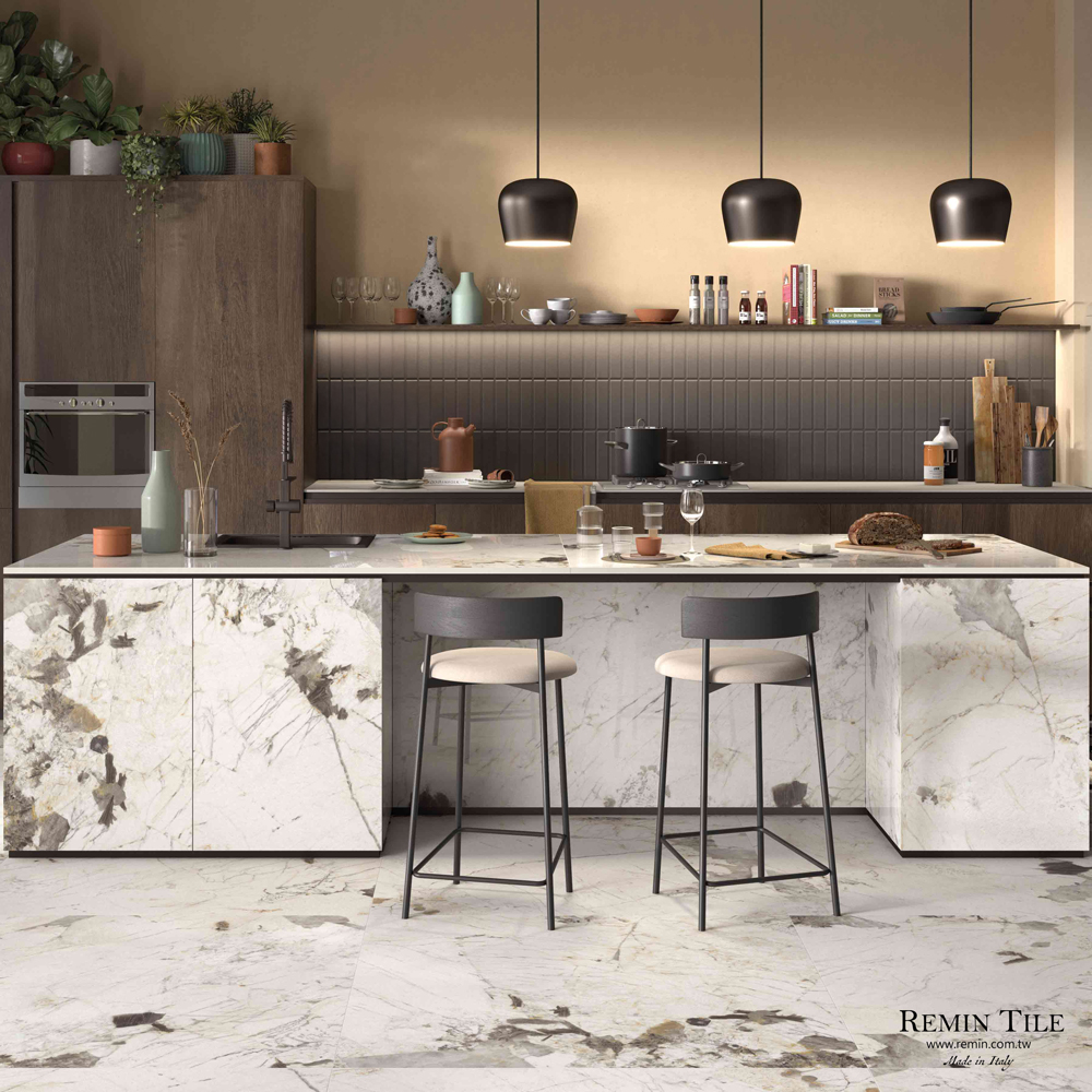 殿堂白 托斯卡納 大理石紋薄大板｜義大利120×278｜亮霧地壁