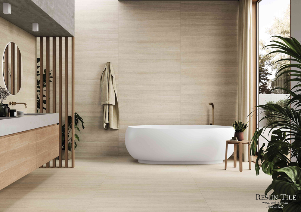 米灰層積岩 無界限 洞石薄大板 義大利120×278 60×120 霧面 米色 浴室地磚 浴室壁磚