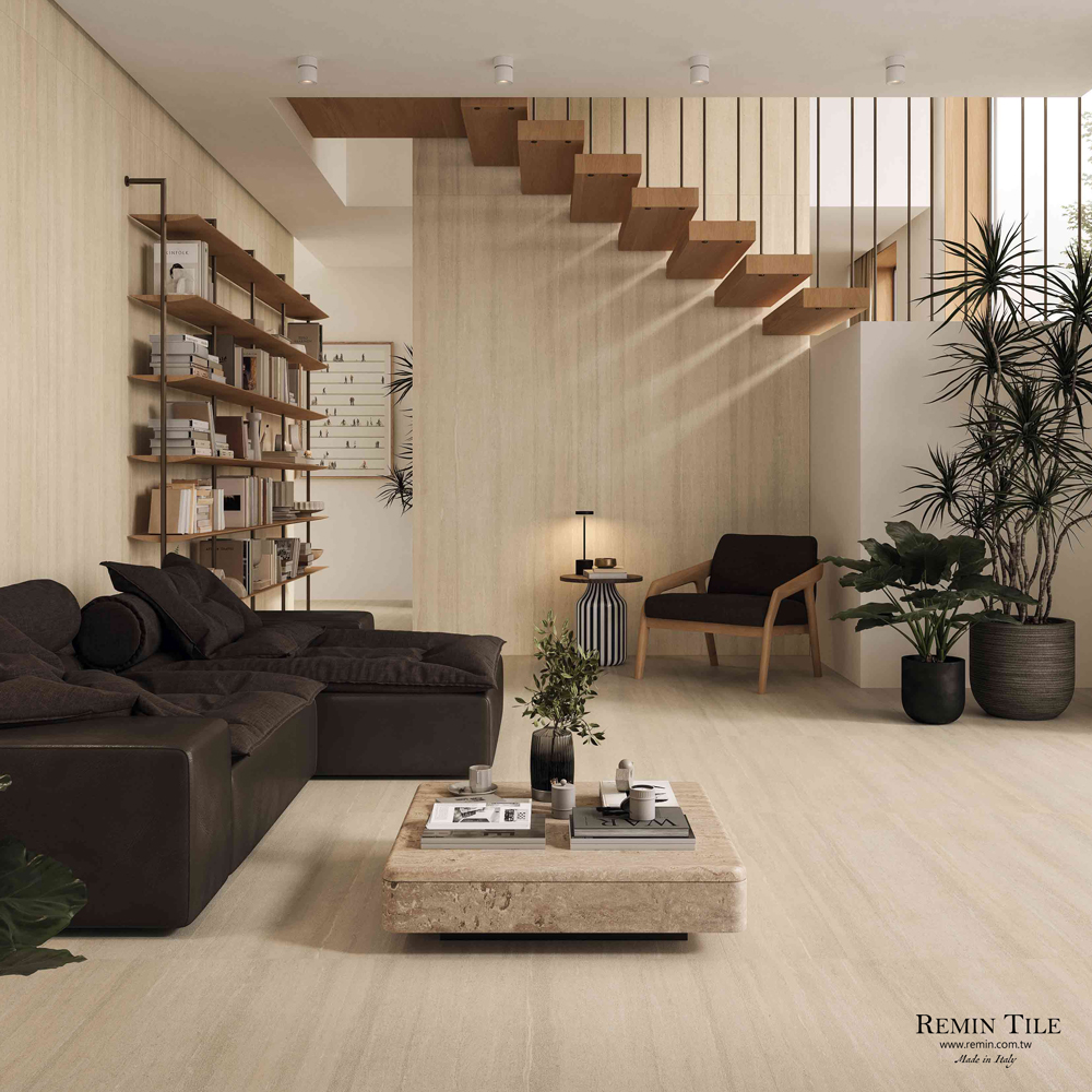 米灰層積岩 無界限 洞石薄大板｜義大利120×278｜霧面地壁