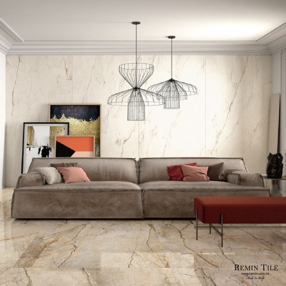 象牙白 托斯卡納 大理石紋薄大板｜義大利120×278｜亮霧質感地壁