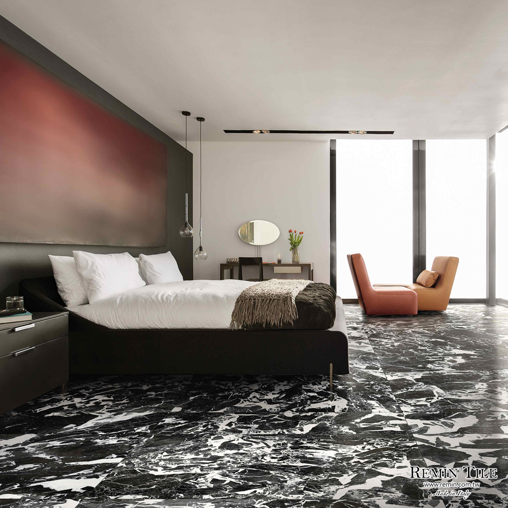 磅礡黑 托斯卡納 大理石紋薄大板｜義大利120×278｜亮霧質感地壁