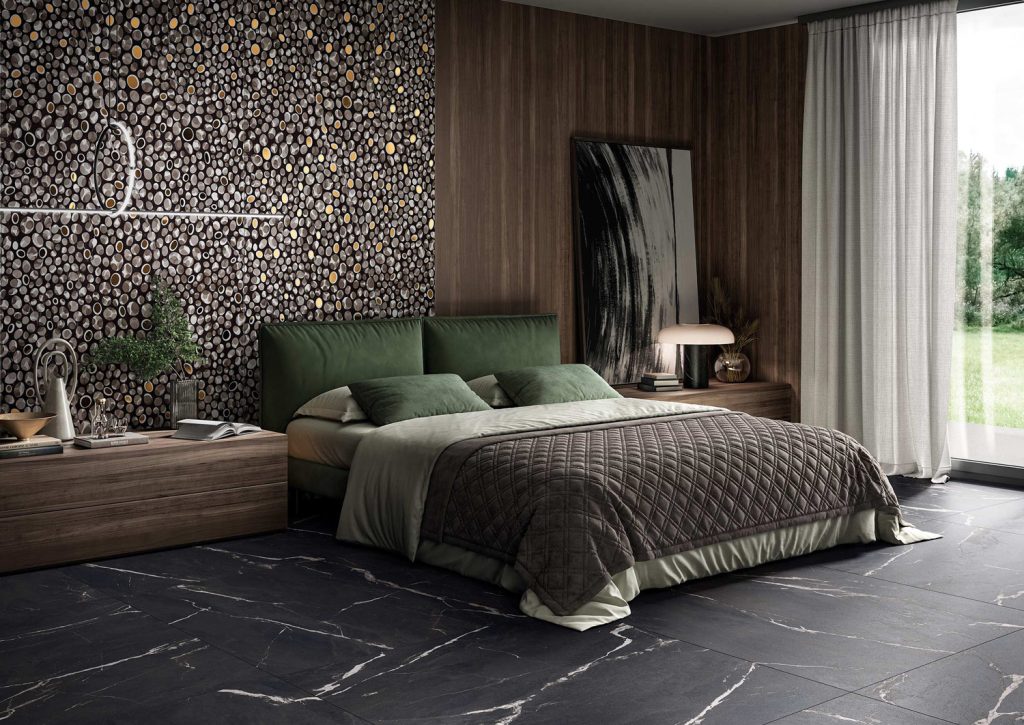 蒙特黑 大理石紋薄大板 西班牙120×278 石英磚 亮面 霧面 臥室地磚 黑色