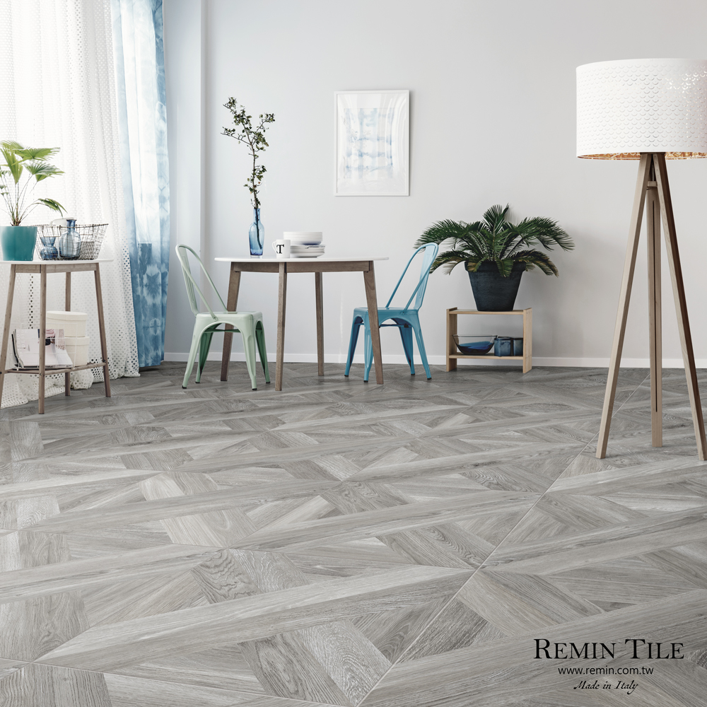 伊麗莎白 灰 拼接木紋磚 義大利 61×61 石英磚 客廳地磚 壁磚 鄉村風 復古風 10mm 城堡風