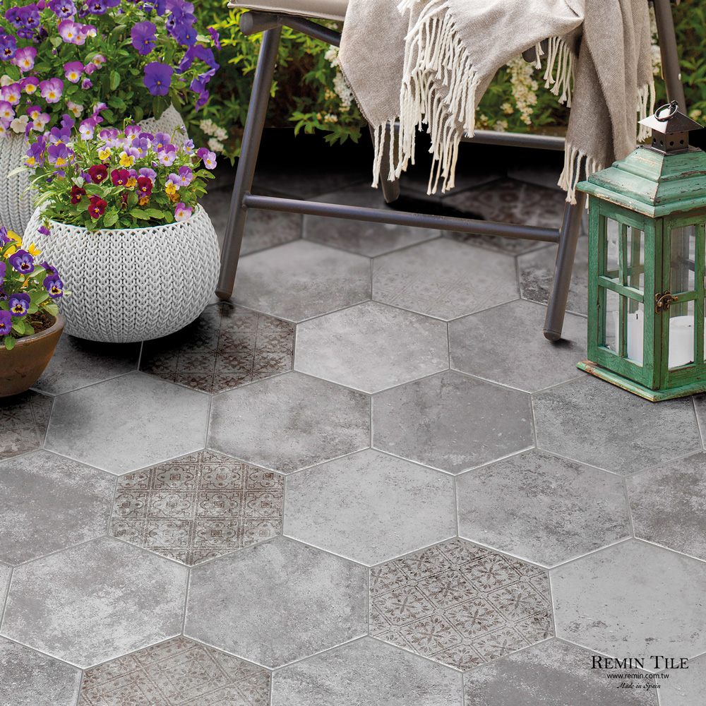 板岩六角花磚｜西班牙20×24石英｜室內地磚 壁磚｜無垠