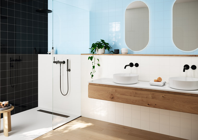 變色龍 色磚 浴室壁磚 粉藍色 白色 20*20 亮面