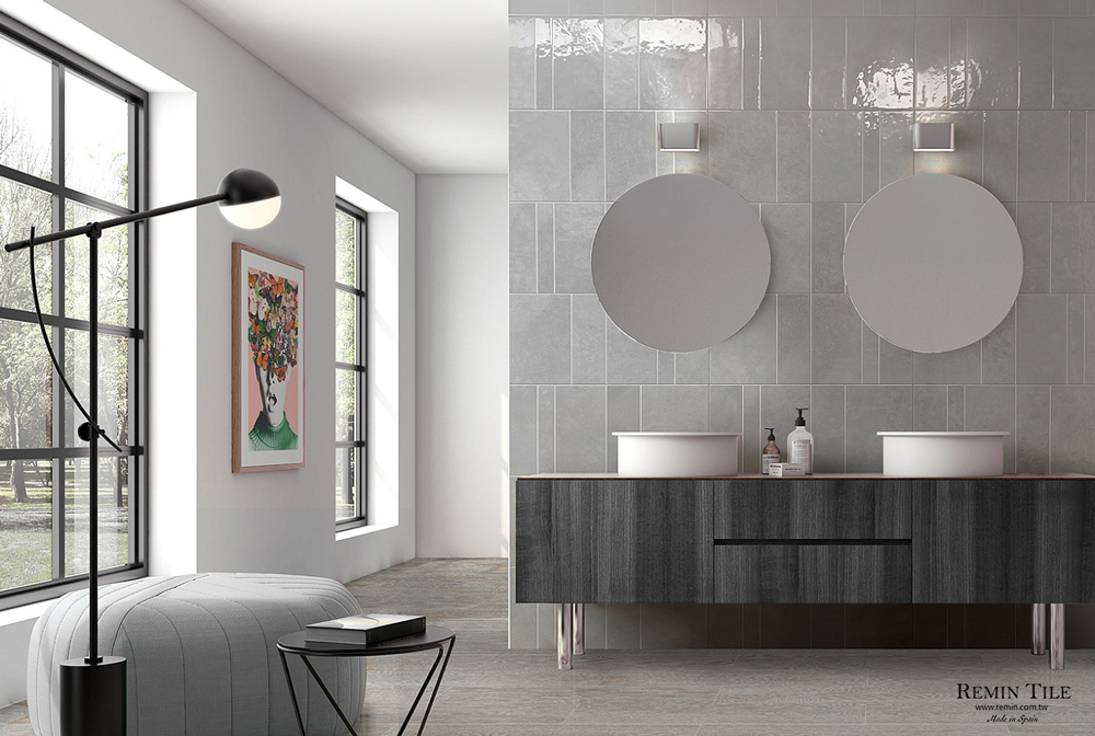 地中海復古風 新玩色 31.6*60 9mm 亮霧拼貼 灰色 浴室壁磚