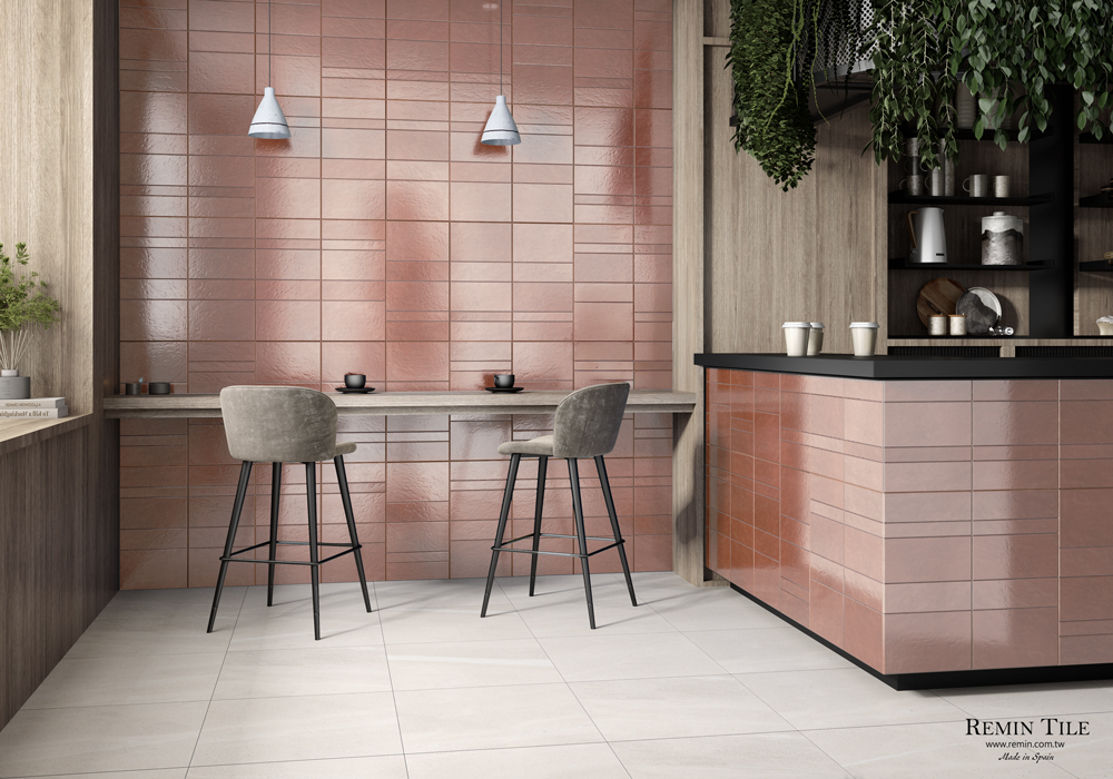 地中海復古風 新玩色 31.6*60 9mm 亮霧拼貼 粉紅色 餐廳壁磚