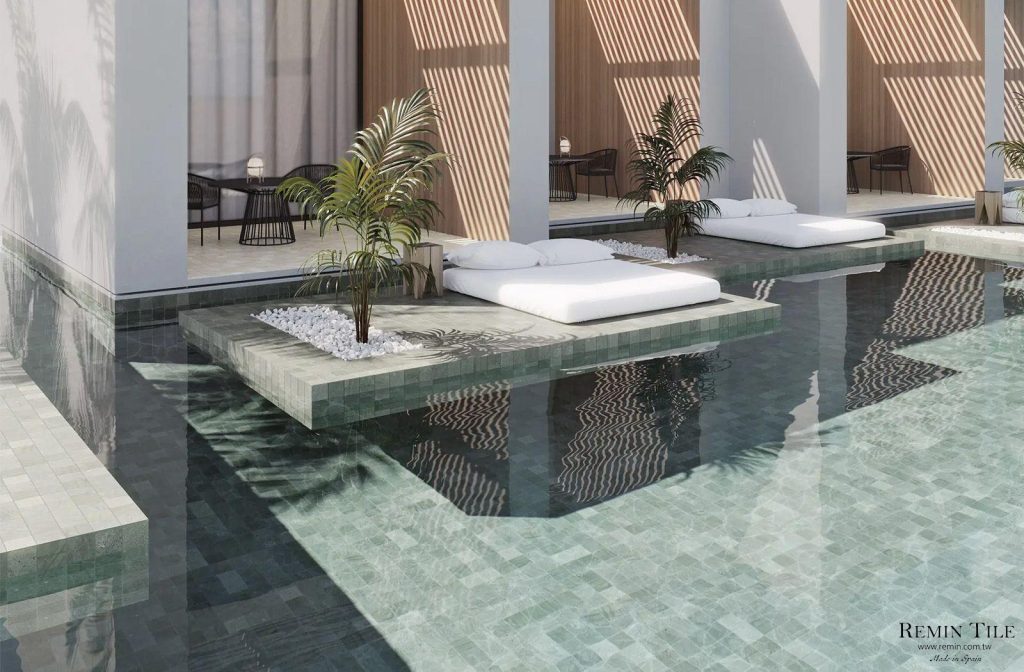 勁揚 嬡妮島 WSP-1112 珊瑚綠 11*11*0.85cm 瓷質 50模面 綠色 泳池磚 浴室 地磚 壁磚