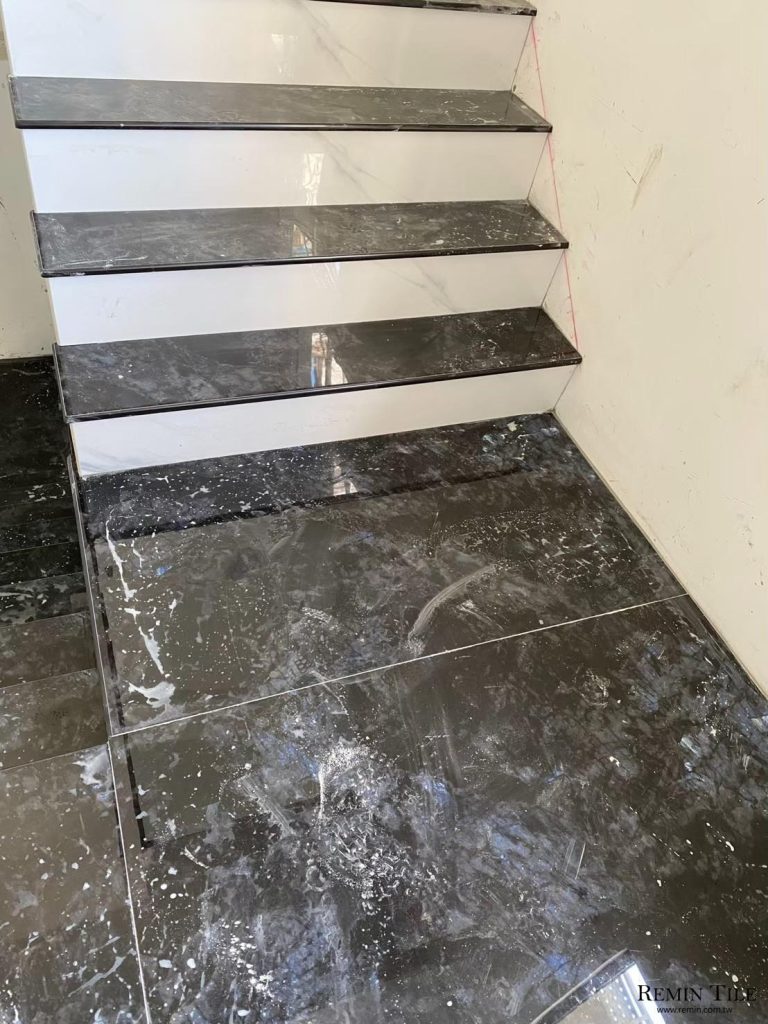 大理石紋樓梯板 80*160 9mm 豪宅樓梯磚 商空樓梯磚 黑色