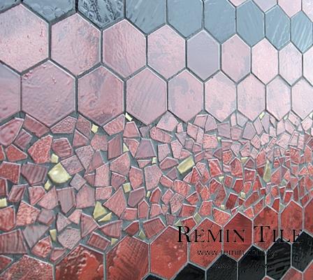 六角馬賽克 辛巴 紅色 手刷紋 戶外壁磚 26.0*29.9張 11.2*9.7顆