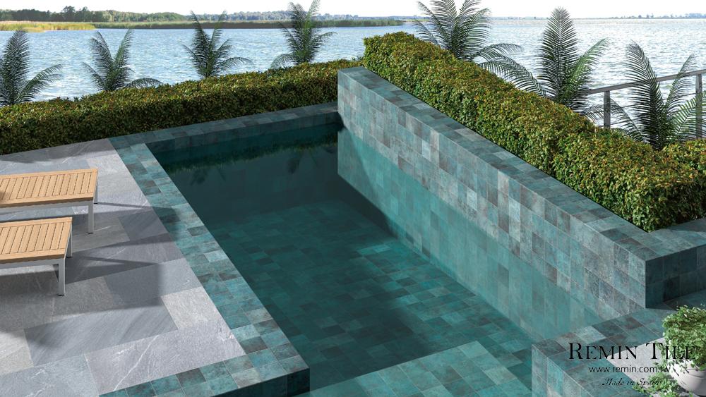 板岩轉角磚 天空之城 藍鼻子 巴魯霧藍 巴魯亮藍 14.7*14.7*1.22㎝ R11