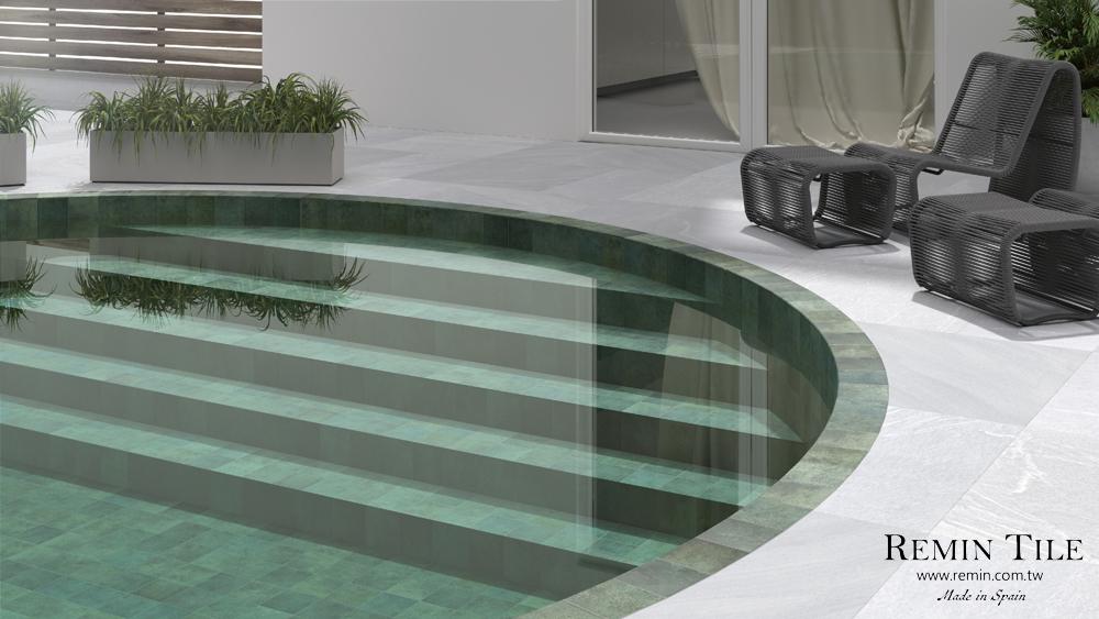 板岩轉角磚 天空之城 綠鼻子 巴魯霧綠 巴魯亮綠14.7*14.7*1.22㎝ R11