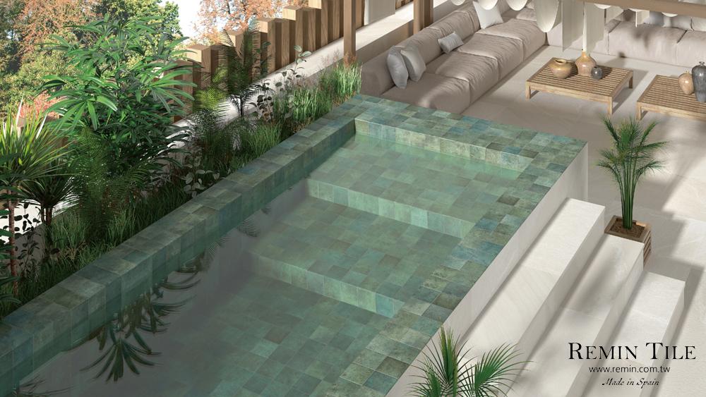 板岩轉角磚 天空之城 綠鼻子 巴魯霧綠 巴魯亮綠14.7*14.7*1.22㎝ R11