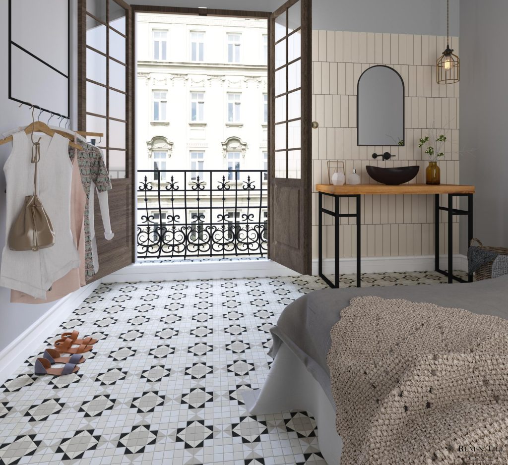 格狀幾何花磚 夢工廠 20*20 棕色 臥室地磚