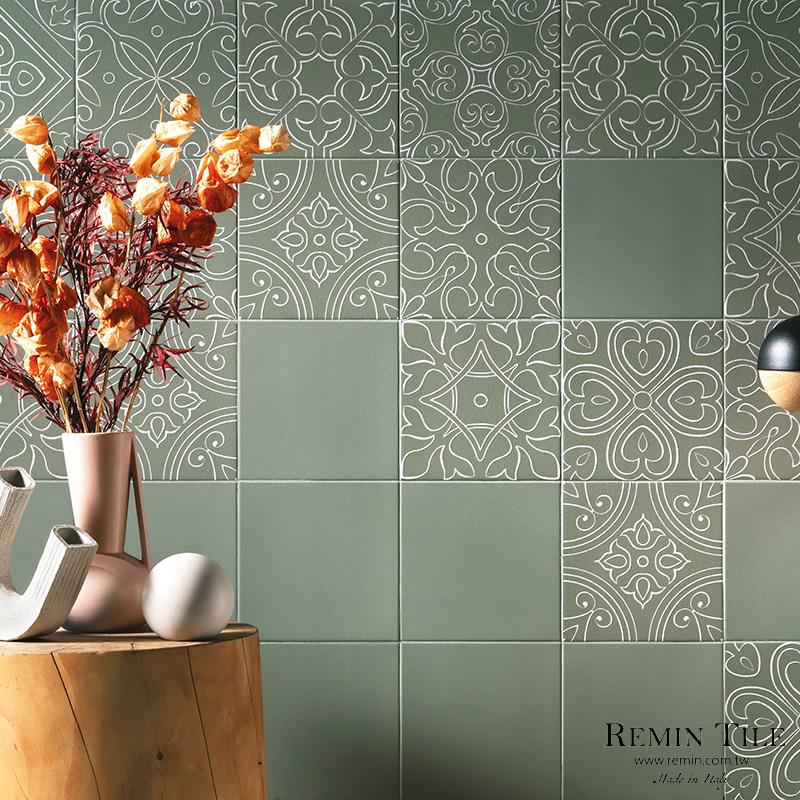 線條花磚 瓷幻 綠色 廚房壁磚 20*20 義大利製