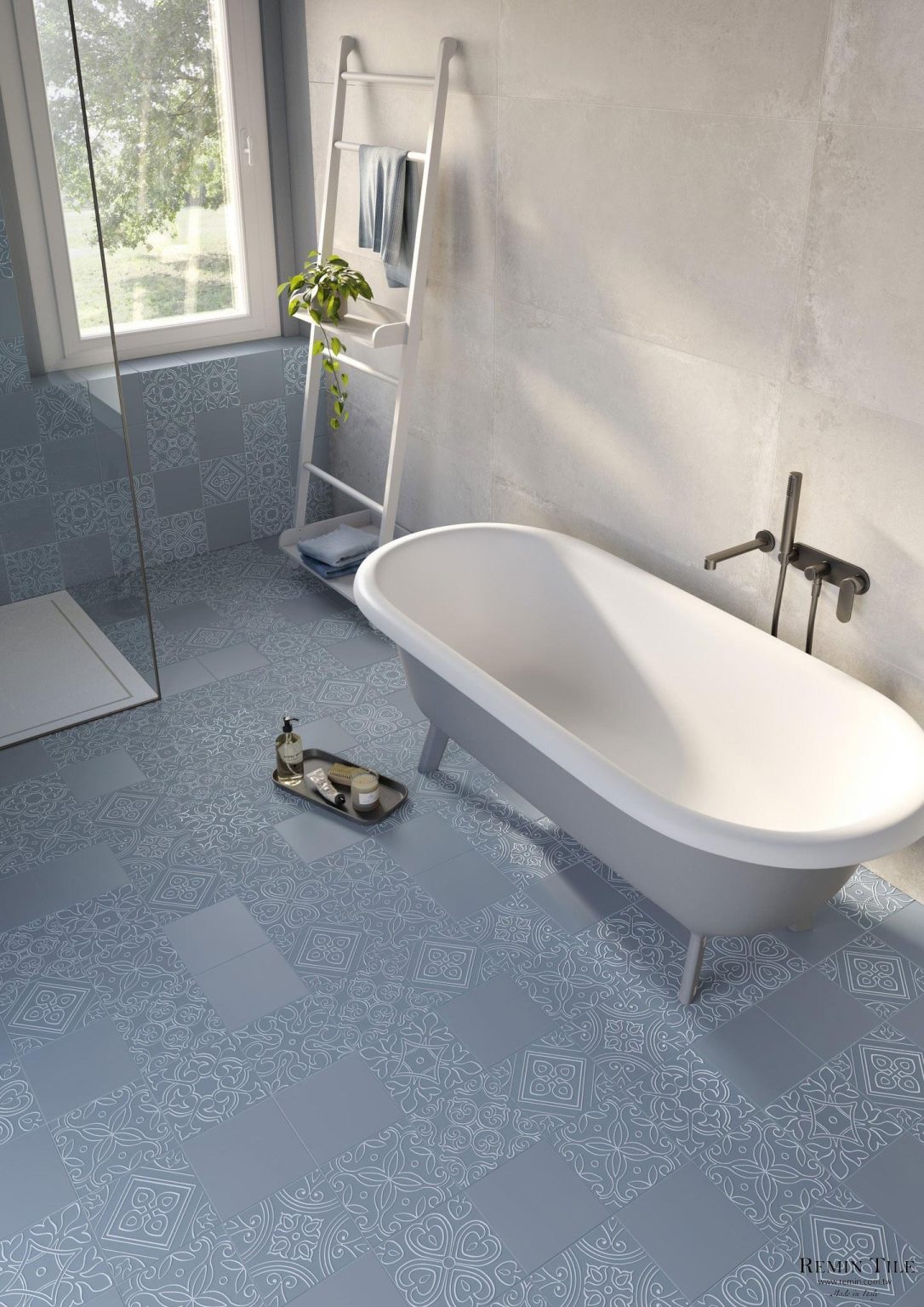 線條花磚 瓷幻 藍色 浴室地磚 20*20 義大利製