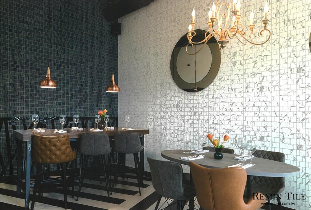 大理石紋馬賽克 境 石語 30*30 白色 藍色 商空壁磚