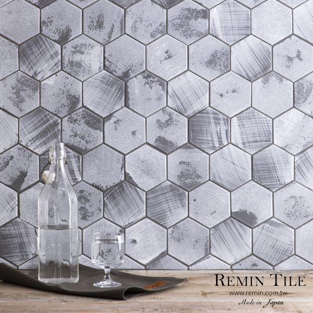 六角馬賽克 辛巴 灰白色 手刷紋 餐廳壁磚 26.0*29.9張 11.2*9.7顆