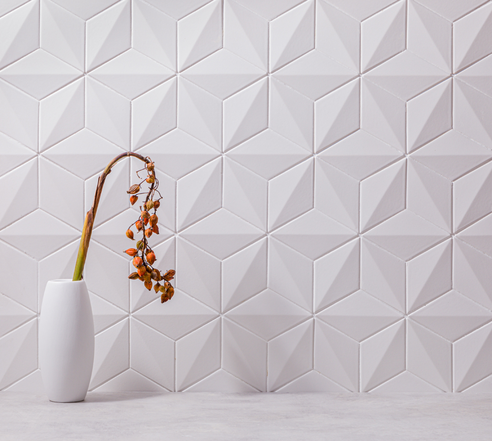 窯變立體菱形馬賽克 16*9.3 14.7*33.4 白色 浴室壁磚 餐廳壁磚 商空壁磚