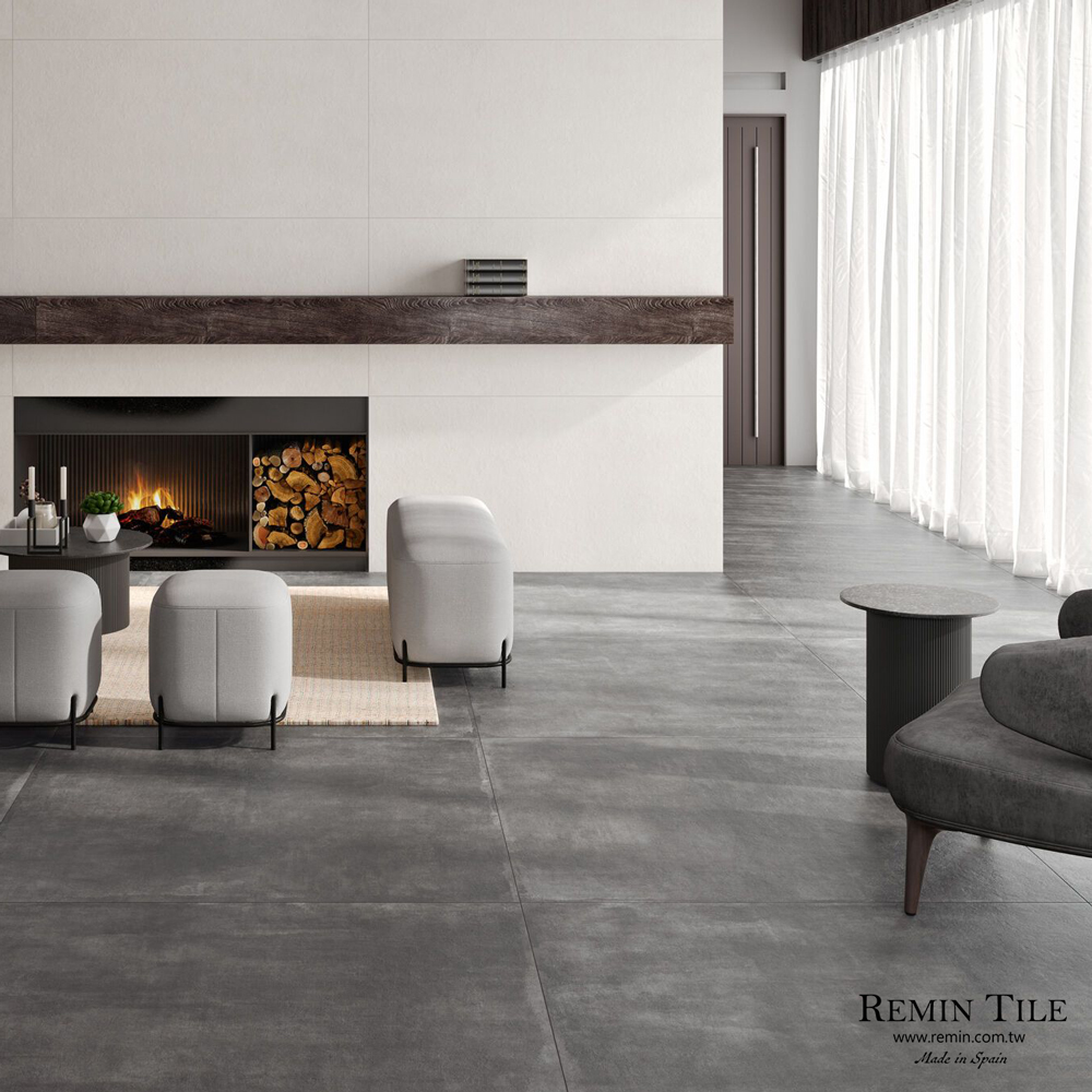 120×120 清水模石英磚｜西班牙製・現代工業風地壁磚