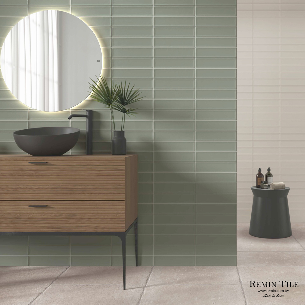 立體地鐵磚｜西班牙 7.5×30 石英磚｜廚房與餐廳牆面設計｜玫紗