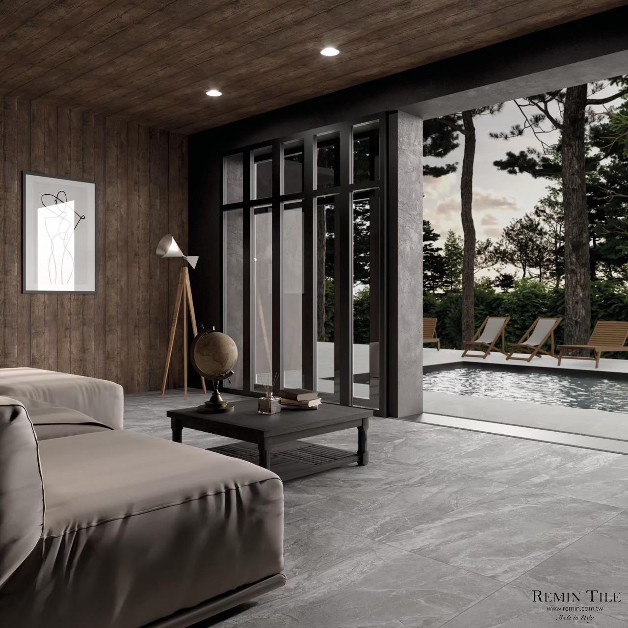 60×120 霧面石紋磚｜義大利石英磚｜商空地壁磚・月光石