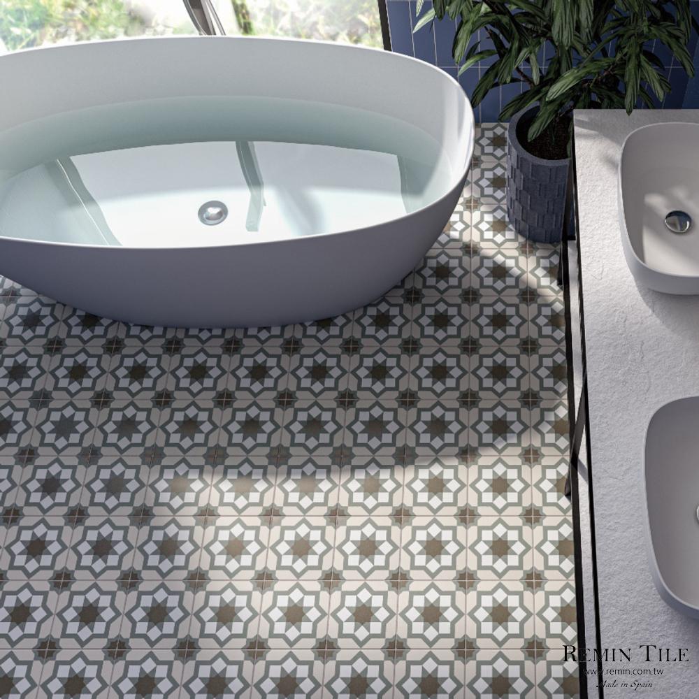 綠色花磚推薦｜西班牙20×20瓷質幾何花磚 地壁皆宜｜萬花筒