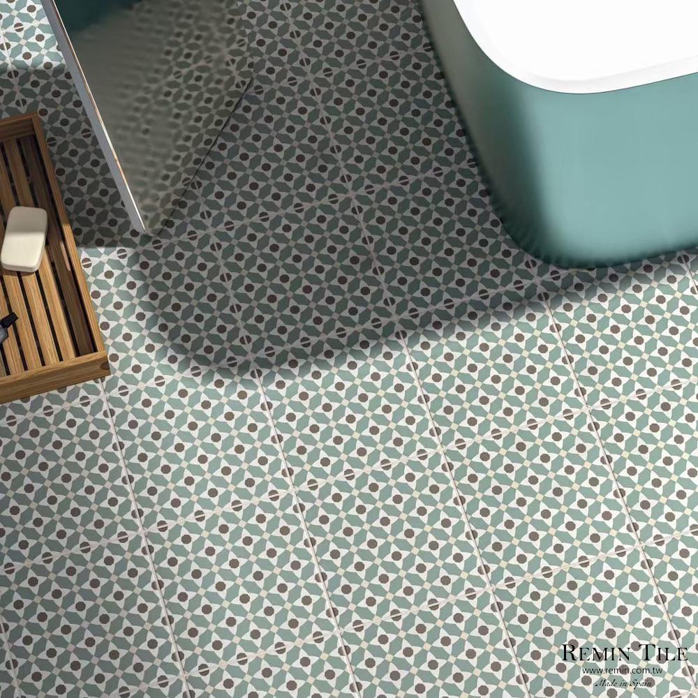 綠色花磚推薦｜西班牙20×20瓷質幾何花磚 地壁皆宜｜萬花筒