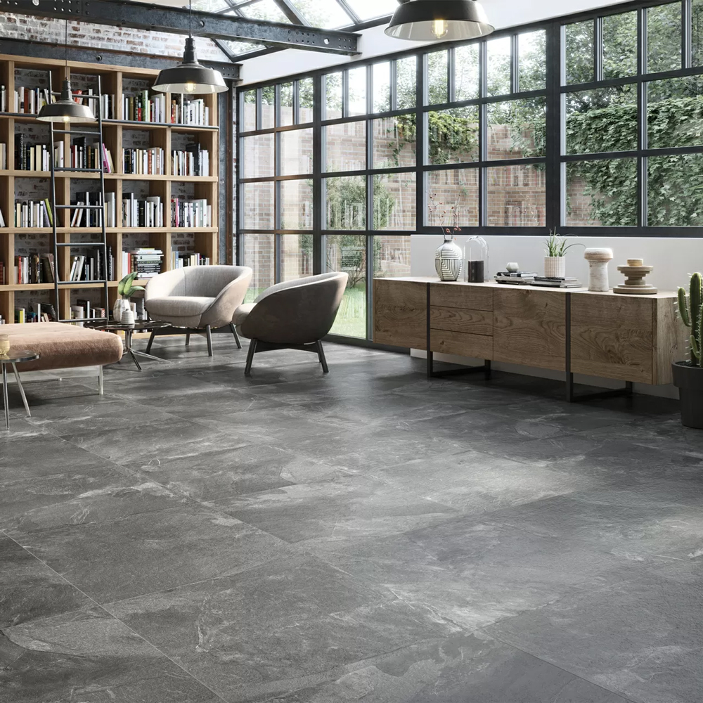 板岩磚 浪帆｜75×150黑色石紋磚・西班牙進口地壁磚