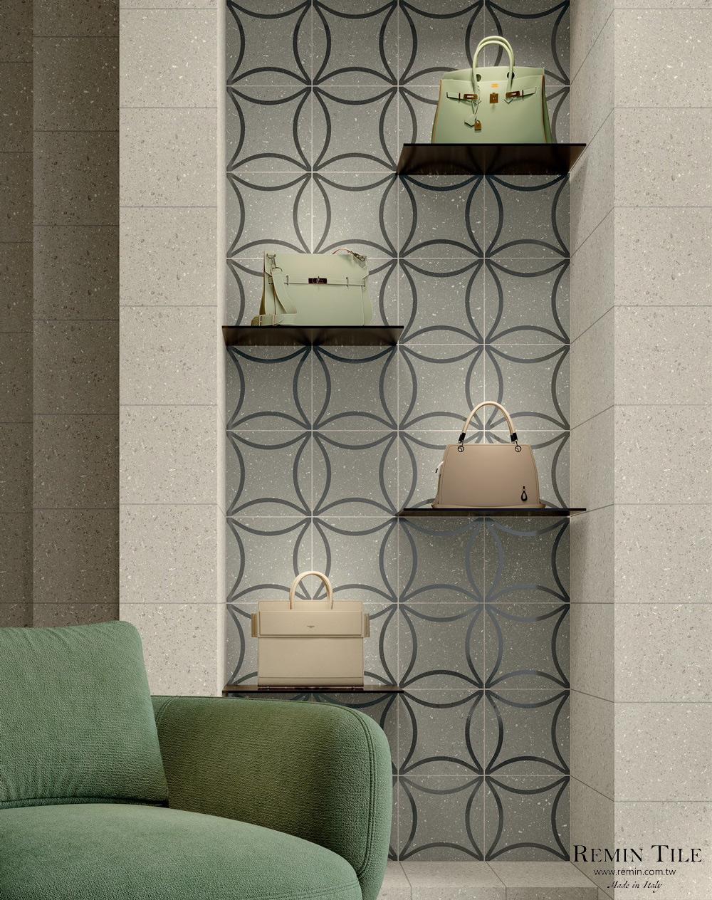 水磨石錢型花磚 可可香 灰色 槍灰色 金屬色 客廳壁磚 20*20