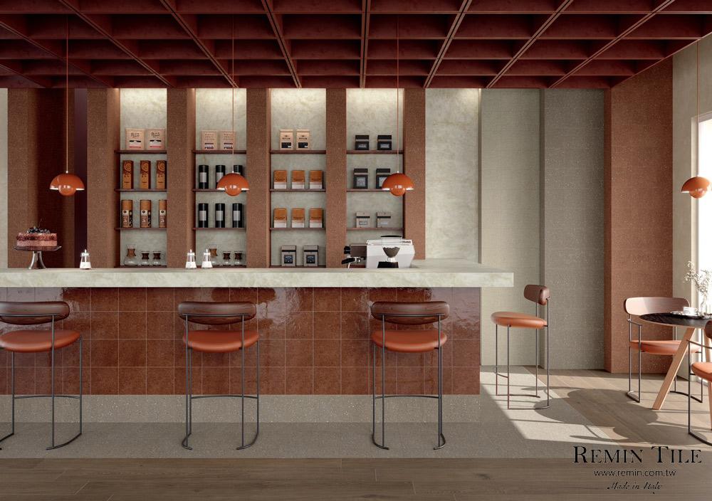 水磨石錢型花磚 可可香 棕色 灰色 米色 餐廳壁磚 餐廳地磚 20*20