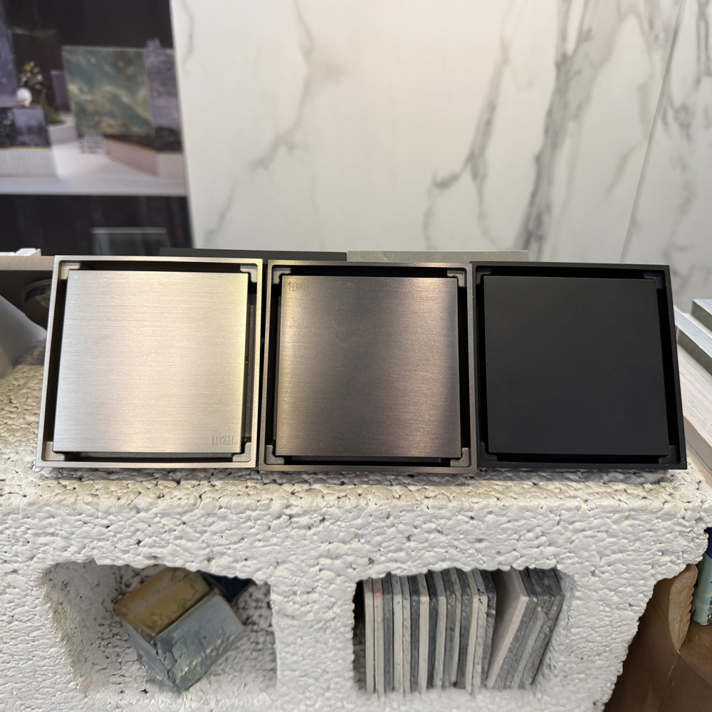 隱形防臭落水頭｜髮絲紋10×10不鏽鋼｜防蟲地漏