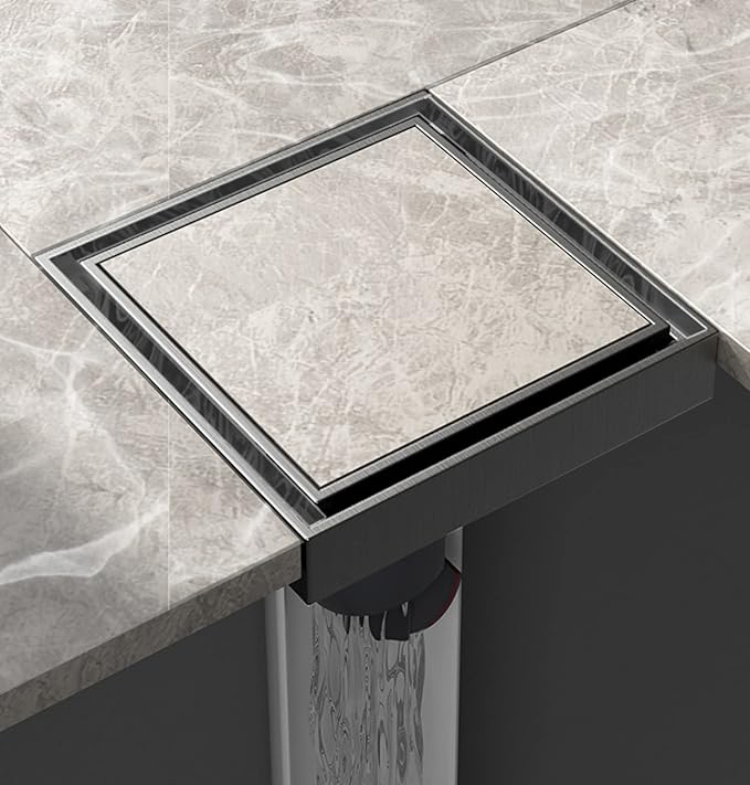 隱形防臭落水頭 髮絲紋 10×10 不鏽鋼 防蟲地漏