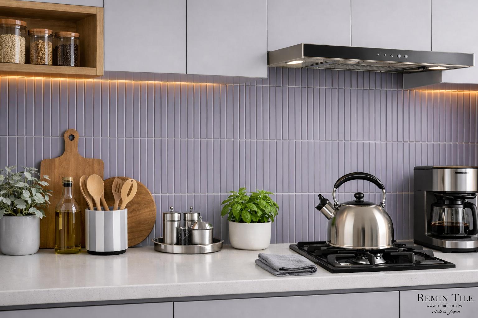 細條馬賽克 馬卡龍 1.5*14.5 29.7*29.7 石英磚 日本 紫色 餐廳壁磚