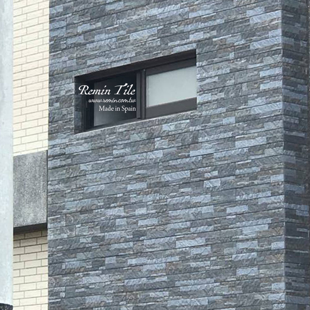 仿文化石磚 米哈石 10*50 深灰色 外牆磚 造景牆