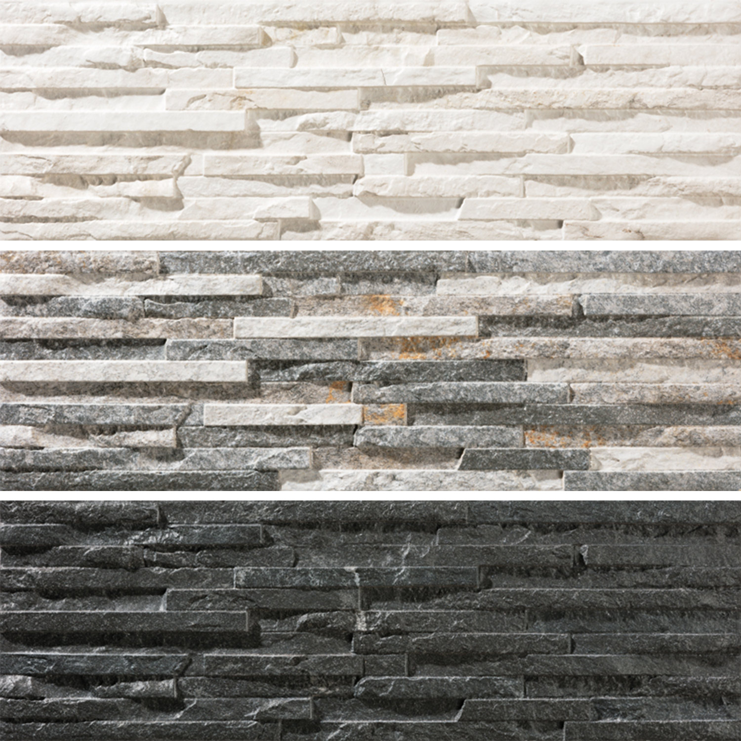 龐貝 白色 灰色 黑色 17×52×1.4 山緋仿文化石磚 外牆磚