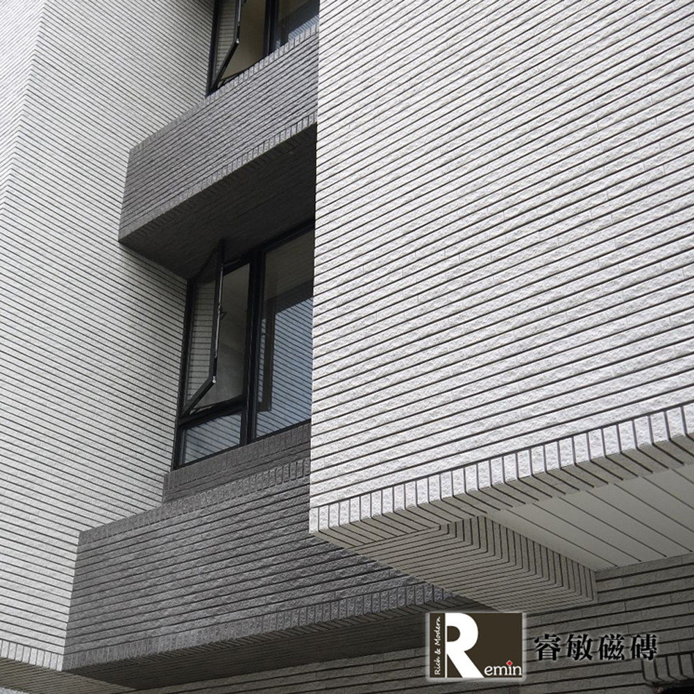 外牆磚｜6×21×1.8㎝窯燒花崗石｜白色 灰色建築立面磚