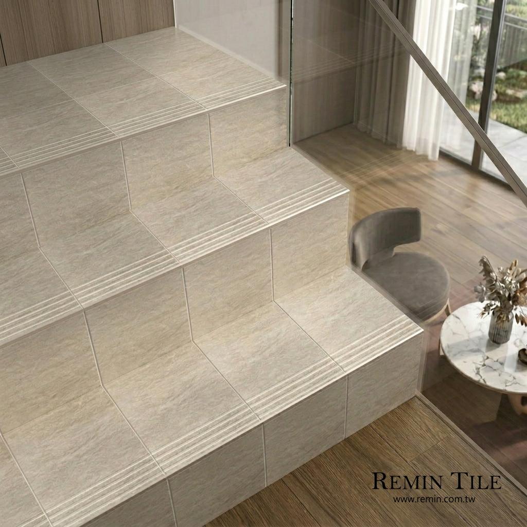 板岩樓梯磚-野墅｜國產石英磚 20×20 / 20x27cm｜防滑溝槽