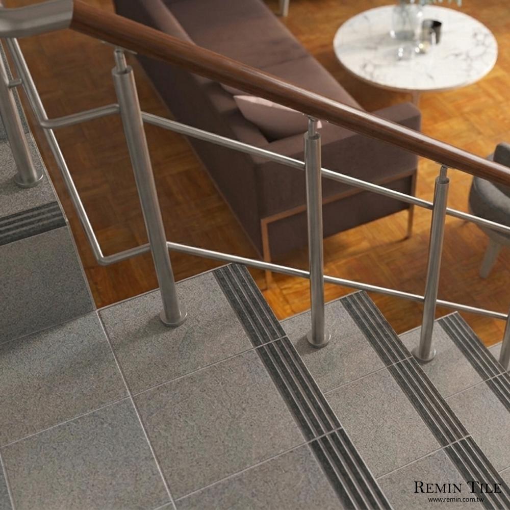 板岩樓梯磚 雙色鑿面｜國產石英磚 20×20 / 20x27cm｜防滑溝槽