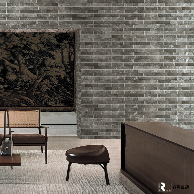 6×22.7二丁掛外牆磚｜復古灰黑色｜ 別墅磚 利物浦黑