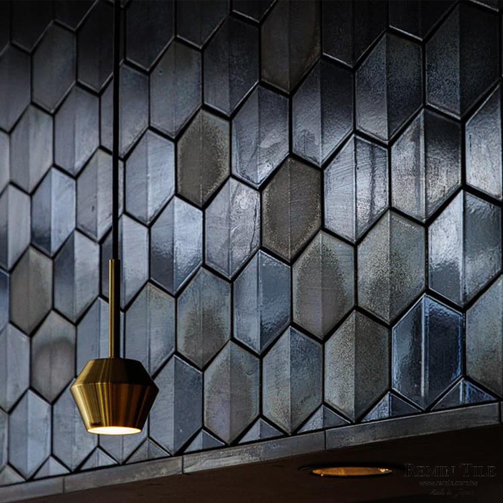六角馬賽克｜日本製11.2×9.7石質｜金屬窯變山形