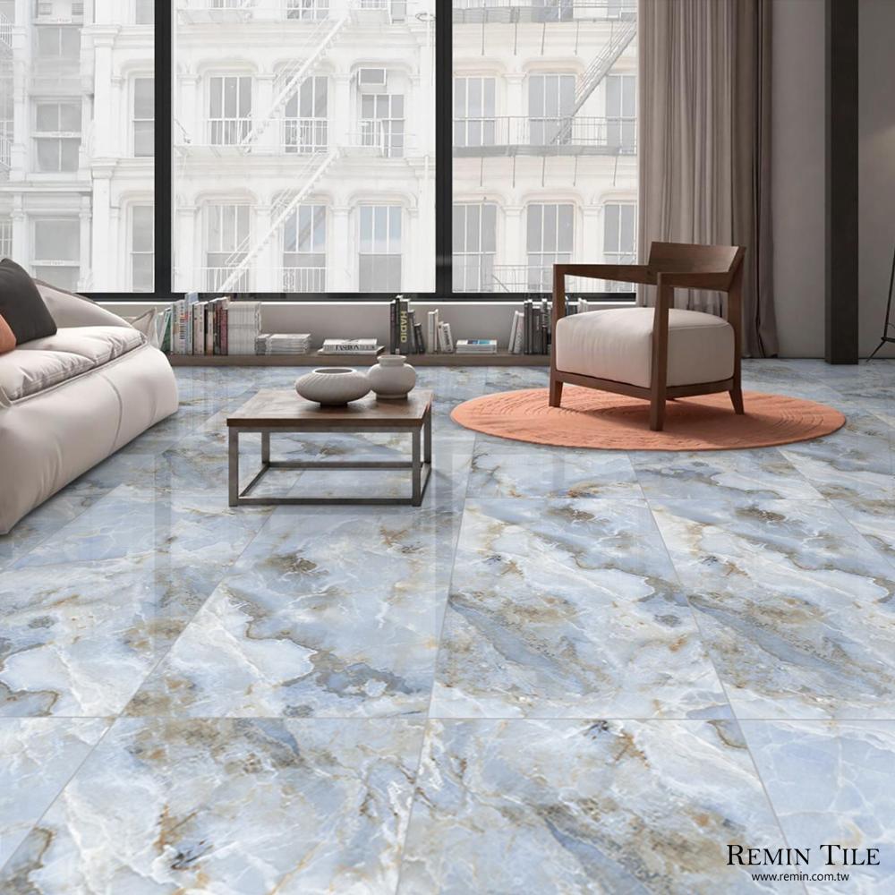 藍色大理石紋磚｜進口60×120地壁磚｜雲河石語