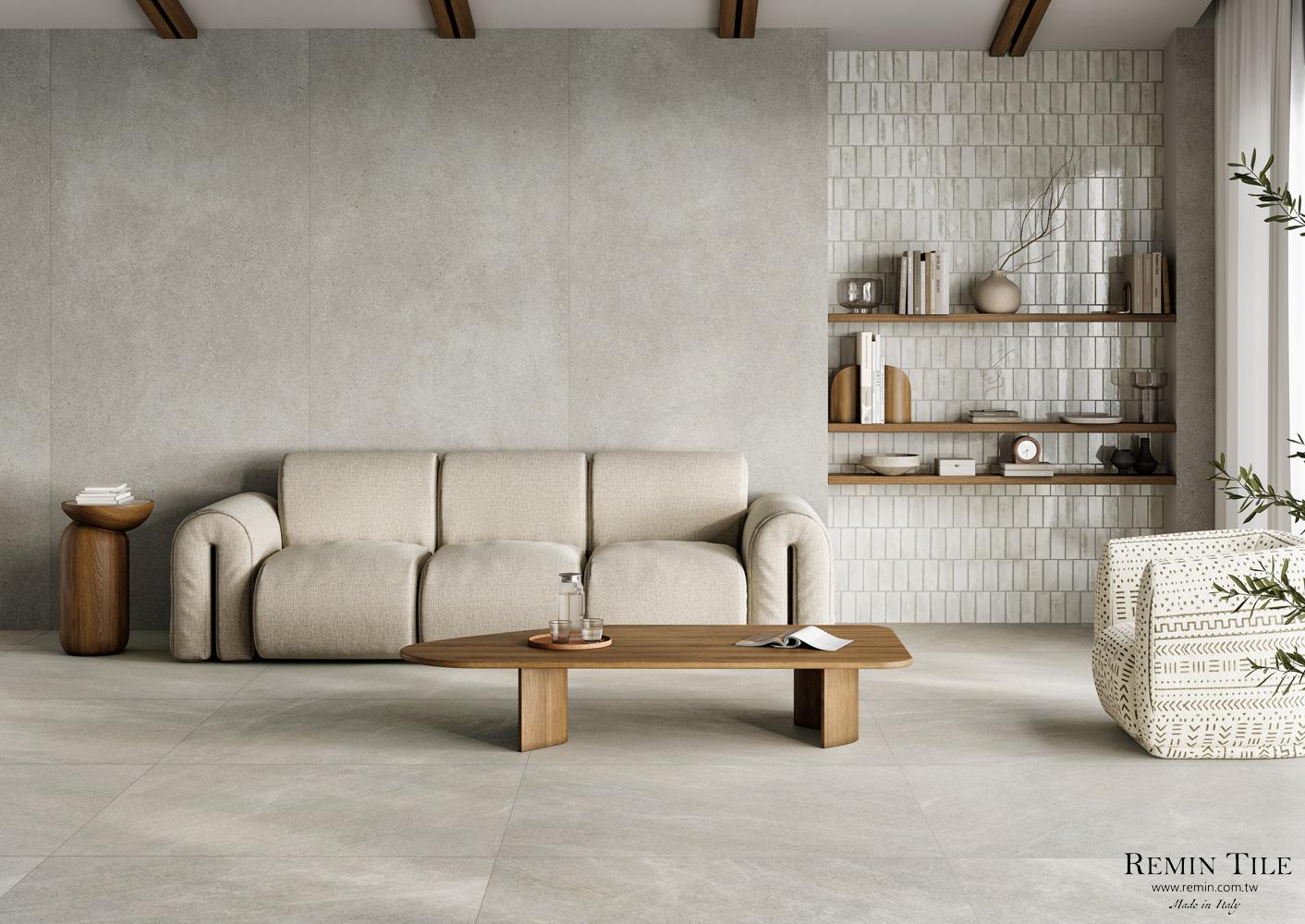 萊姆石薄大板 羅科 Riviere Beige Gris 120*280 0.6㎝ 羅科 Roca RIGATO 灰色 客廳壁磚